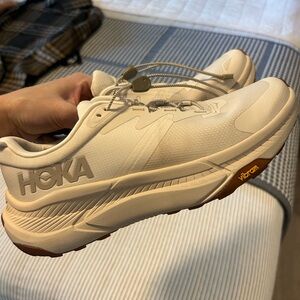 Hoka trail shoes in color eggnog. Worn twice, brand new looking.